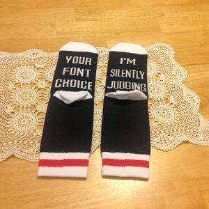 Computer Geek socks, I'm silently judging your font choice